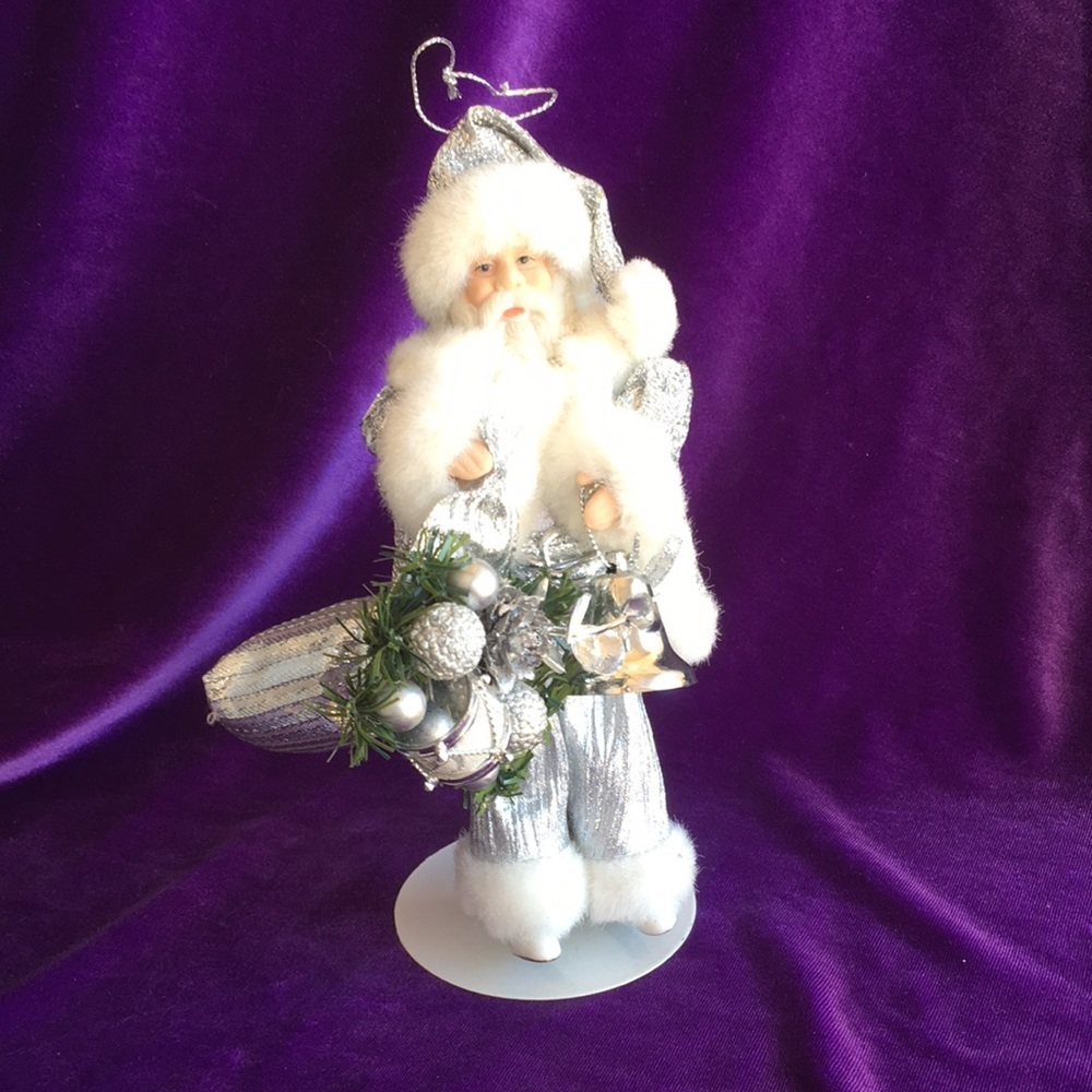Santa Holding Bell & Presents Ornament